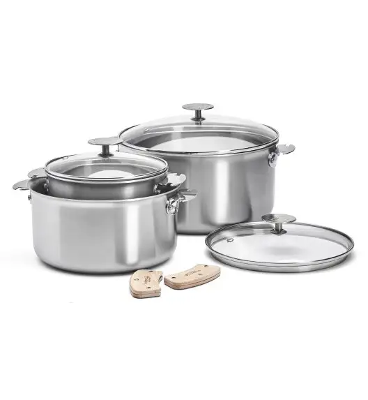 de Buyer Alchimy Loqy Zestaw 3 garnków z pokrywkami i uchwytami