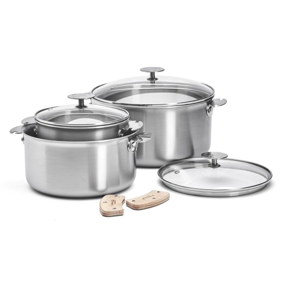 de Buyer Alchimy Loqy Zestaw 3 garnków z pokrywkami i uchwytami