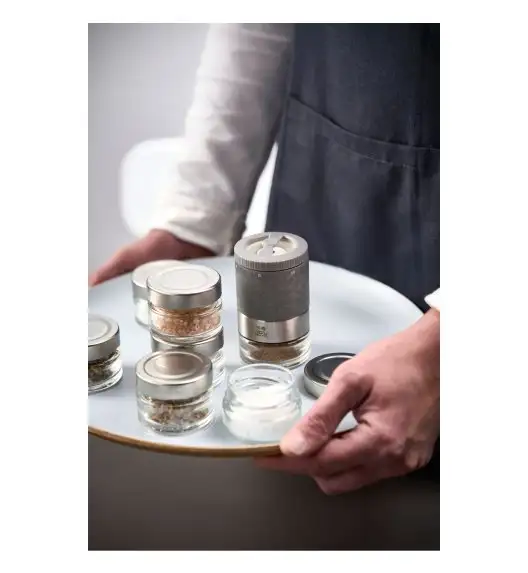 PEUGEOT MAESTRO Zestaw młynków do pieprzu i soli DUO 11 cm + 6 przypraw