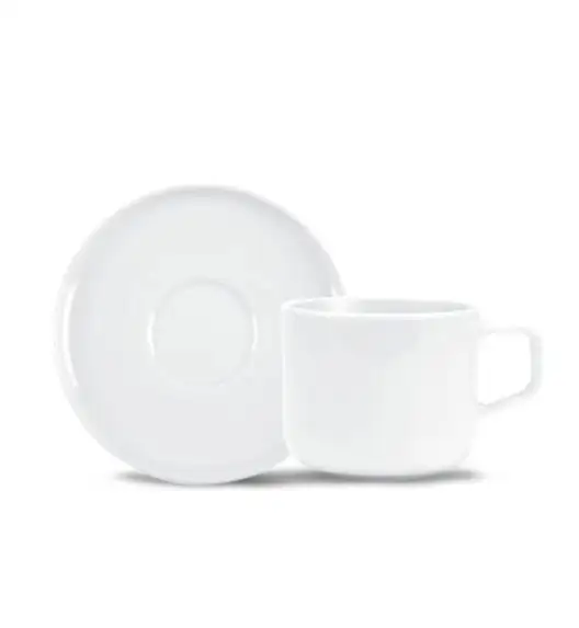 LUBIANA ANKARA Filiżanka do espresso 100 ml ze spodkiem 12 cm | biała porcelana luz