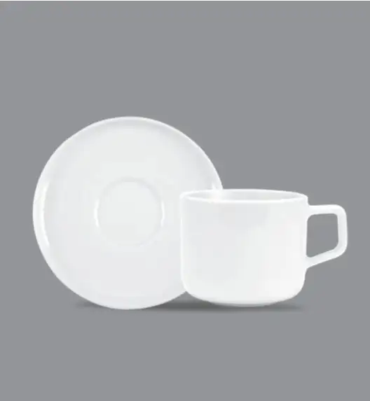 LUBIANA ANKARA Filiżanka do espresso 100 ml ze spodkiem 12 cm | biała porcelana luz