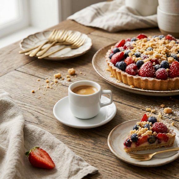 LUBIANA ANKARA Filiżanka do espresso 100 ml ze spodkiem 12 cm | biała porcelana luz