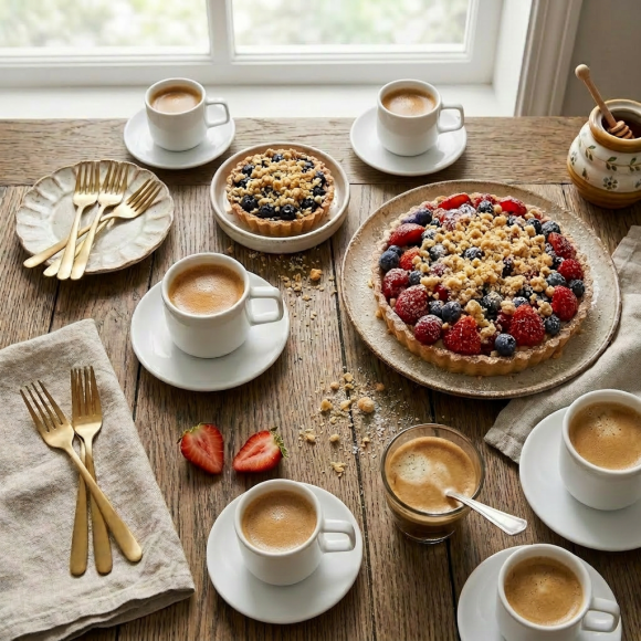 LUBIANA ANKARA Filiżanka do espresso 100 ml ze spodkiem 12 cm | biała porcelana luz