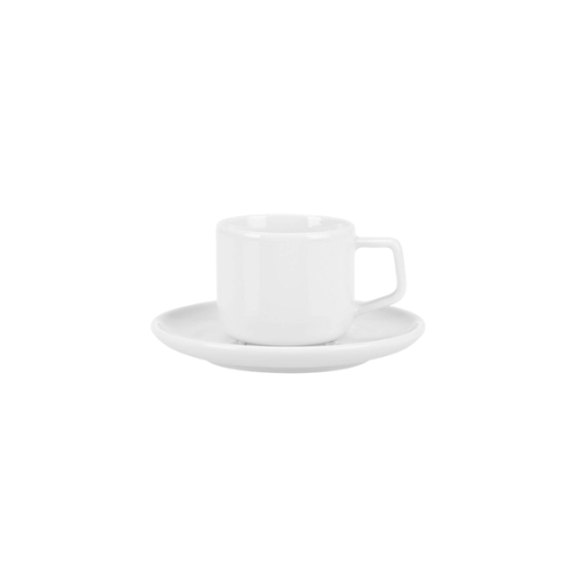 LUBIANA ANKARA Filiżanka do espresso 100 ml ze spodkiem 12 cm | biała porcelana luz