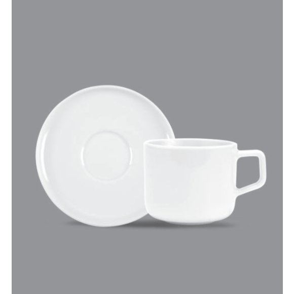 LUBIANA ANKARA Filiżanka do espresso 100 ml ze spodkiem 12 cm x 6 sztuk | biała porcelana luz