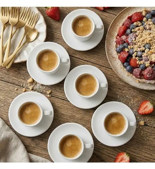 LUBIANA ANKARA Filiżanka do espresso 100 ml ze spodkiem 12 cm x 6 sztuk | biała porcelana luz