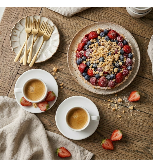 LUBIANA ANKARA Filiżanka do espresso 100 ml ze spodkiem 12 cm x 6 sztuk | biała porcelana luz