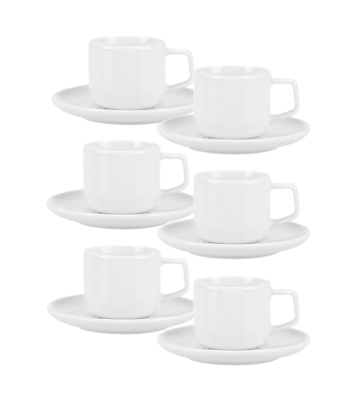 LUBIANA ANKARA Filiżanka do espresso 100 ml ze spodkiem 12 cm x 6 sztuk | biała porcelana luz