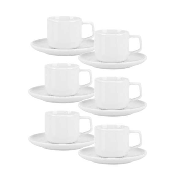 LUBIANA ANKARA Filiżanka do espresso 100 ml ze spodkiem 12 cm x 6 sztuk | biała porcelana luz