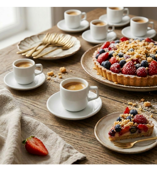 LUBIANA ANKARA Filiżanka do espresso 100 ml ze spodkiem 12 cm x 12 sztuk | biała porcelana luz