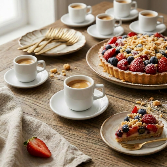 LUBIANA ANKARA Filiżanka do espresso 100 ml ze spodkiem 12 cm x 12 sztuk | biała porcelana luz