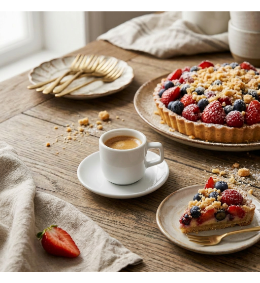 LUBIANA ANKARA Filiżanka do espresso 100 ml ze spodkiem 12 cm x 12 sztuk | biała porcelana luz