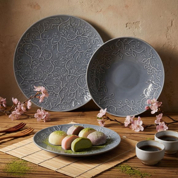 LUBIANA HANAMI K9 Serwis obiadowy 36 el / 12 osób | szaro - niebieski 