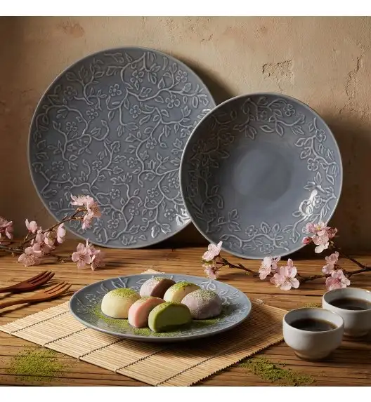 LUBIANA HANAMI K9 Serwis obiadowy 54 el / 18 osób | szaro - niebieski 