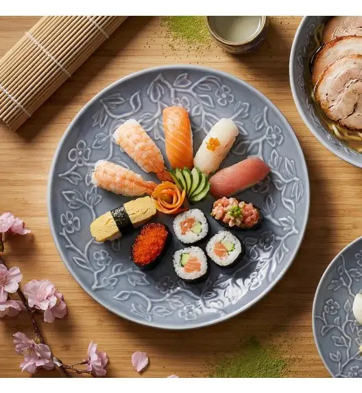 LUBIANA HANAMI K9 Serwis obiadowy 54 el / 18 osób | szaro - niebieski 