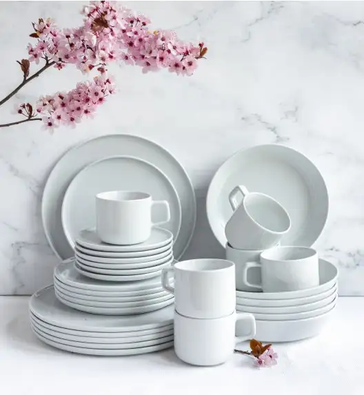 LUBIANA ANKARA | Serwis obiadowo - kawowy 30 el dla 6 osób | biała porcelana  