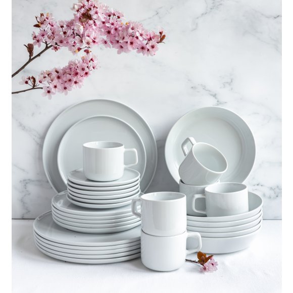 LUBIANA ANKARA | Serwis obiadowo - kawowy 30 el dla 6 osób | biała porcelana  