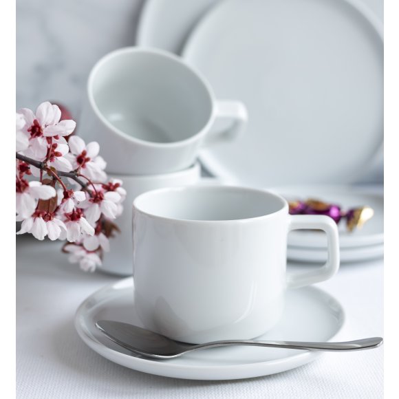 LUBIANA ANKARA | Serwis obiadowo - kawowy 30 el dla 6 osób | biała porcelana  