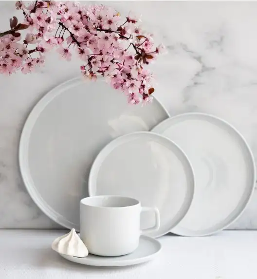 LUBIANA ANKARA | Serwis obiadowo - kawowy 60 el dla 12 osób | biała porcelana  