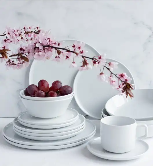 LUBIANA ANKARA | Serwis obiadowo - kawowy 72 el dla 12 osób | biała porcelana  