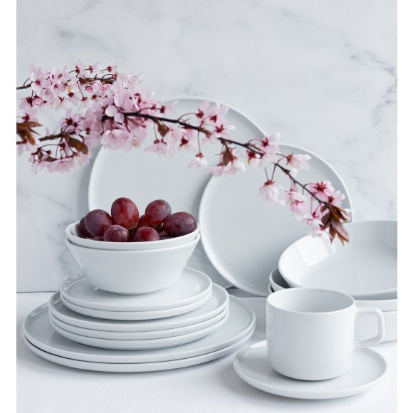 LUBIANA ANKARA | Serwis obiadowo - kawowy 72 el dla 12 osób | biała porcelana  