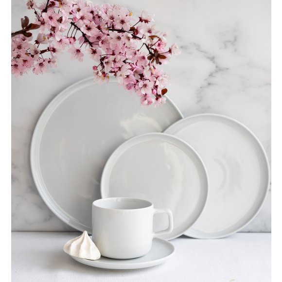 LUBIANA ANKARA | Serwis obiadowo - kawowy 72 el dla 12 osób | biała porcelana  