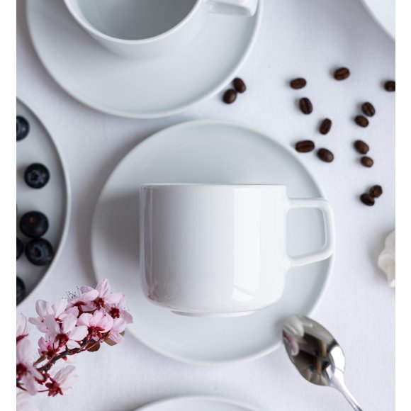 LUBIANA ANKARA | Serwis obiadowo - kawowy 72 el dla 12 osób | biała porcelana  