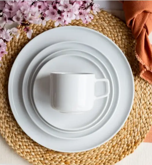 LUBIANA ANKARA | Serwis obiadowo - kawowy 72 el dla 12 osób | biała porcelana  