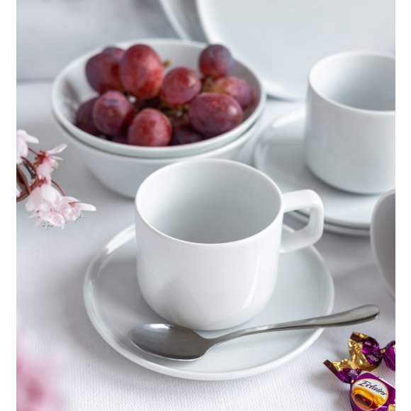 LUBIANA ANKARA | Serwis obiadowo - kawowy 72 el dla 12 osób | biała porcelana  