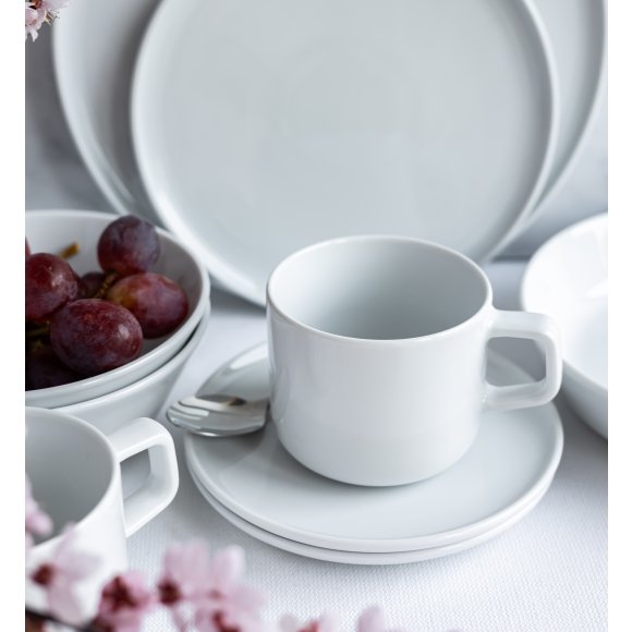 LUBIANA ANKARA | Serwis obiadowo - kawowy 72 el dla 12 osób | biała porcelana  