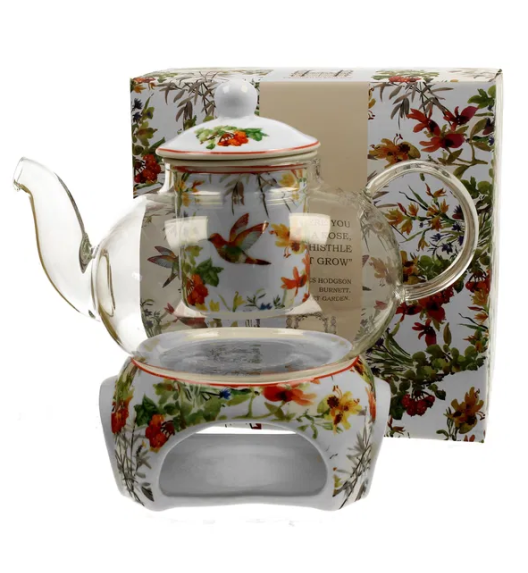 WYPRZEDAŻ! Dzbanek do herbaty szklany z podgrzewaczem DUO LINNEA 1 l (BRAK SITKA/ZAPARZACZA)