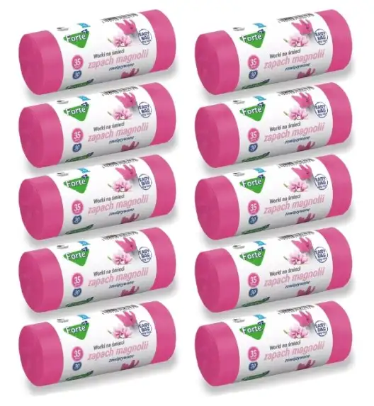 FORTE+ EASY-BAG Komplet 10x Worki na śmieci 35 L / 30 szt. / zawiązywane / zapach magnolia