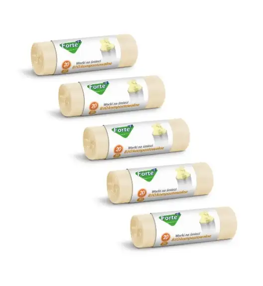 FORTE+ Komplet 5x Worki na śmieci 20 L / 20 szt. / BIOkompostowalne
