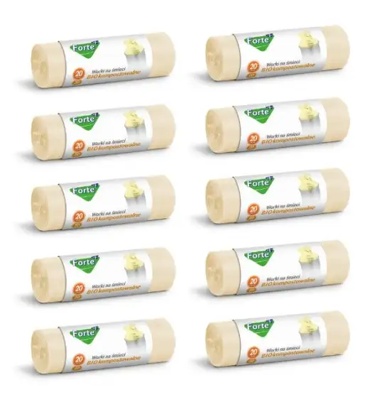 FORTE+ Komplet 10x Worki na śmieci 20 L / 20 szt. / BIOkompostowalne
