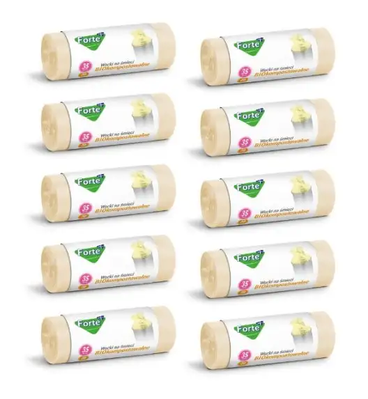 FORTE+ Komplet 10x Worki na śmieci 35 L / 20 szt. / BIOkompostowalne