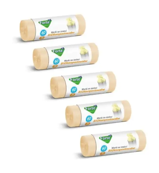 FORTE+ Komplet 5x Worki na śmieci 60 L / 20 szt. / BIOkompostowalne