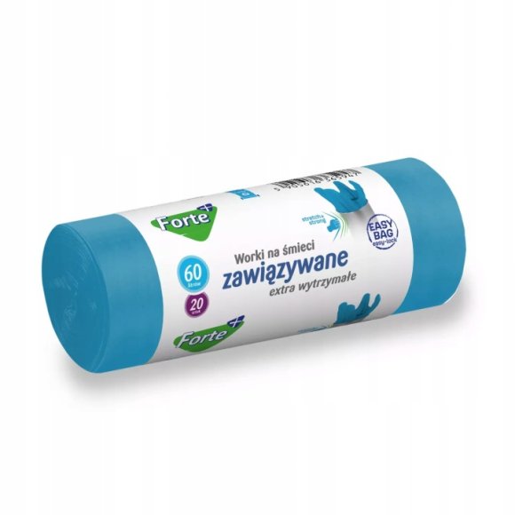 FORTE+ EASY-BAG Komplet 10x Worki na śmieci 60 L | 20 szt. / zawiązywane + 10x Worki na śmieci 60 L | 20 szt. / zawiązywane / zapach magnolia