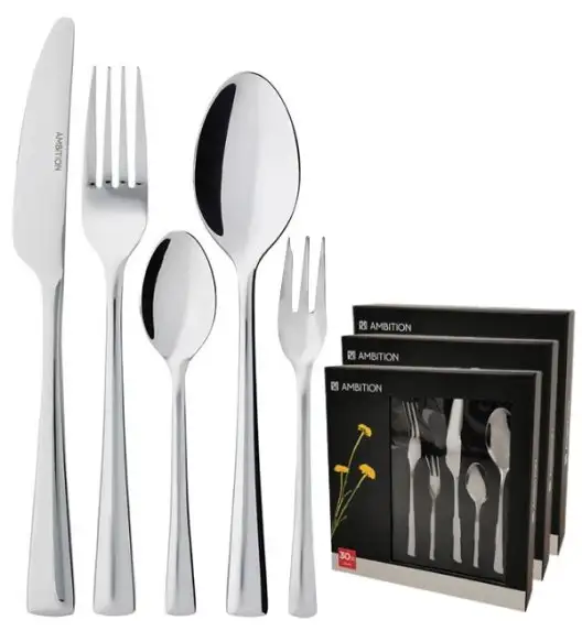 AMBITION SIENA Sztućce Komplet 90 el dla 18 osób / pudełko