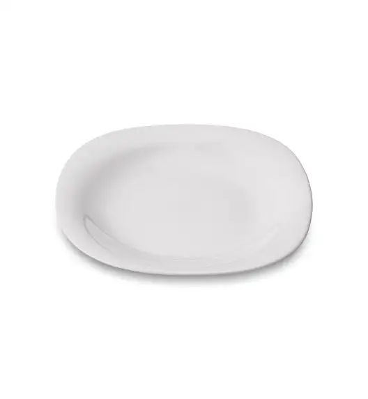 TADAR INES Talerz deserowy 20 cm / biały / kwadratowy / szkło hartowane