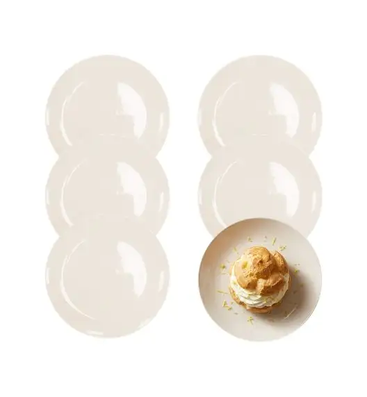 KAIA HOME AURA Talerz deserowy 18 cm / 6 sztuk ceramika ecru