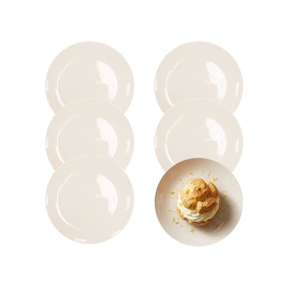 KAIA HOME AURA Talerz deserowy 18 cm / 6 sztuk ceramika ecru
