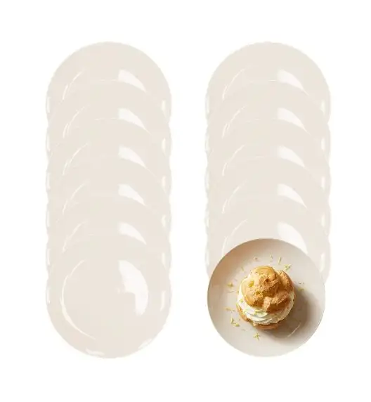 KAIA HOME AURA Talerz deserowy 18 cm / 12 sztuk ceramika ecru