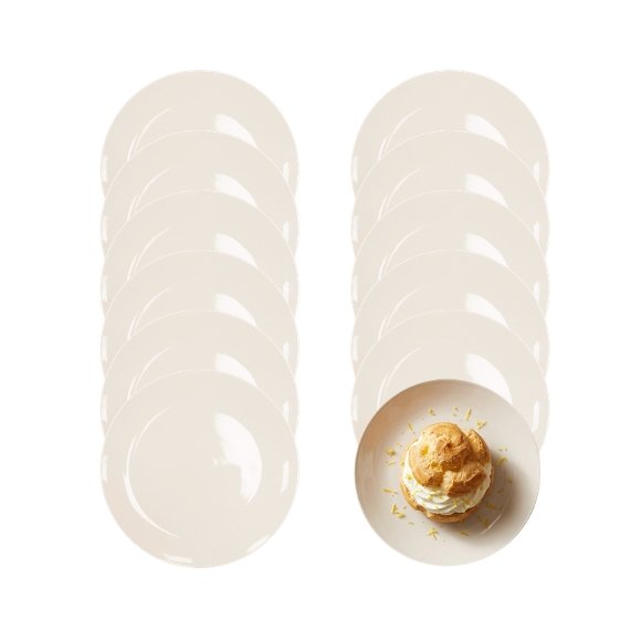 KAIA HOME AURA Talerz deserowy 18 cm / 12 sztuk ceramika ecru