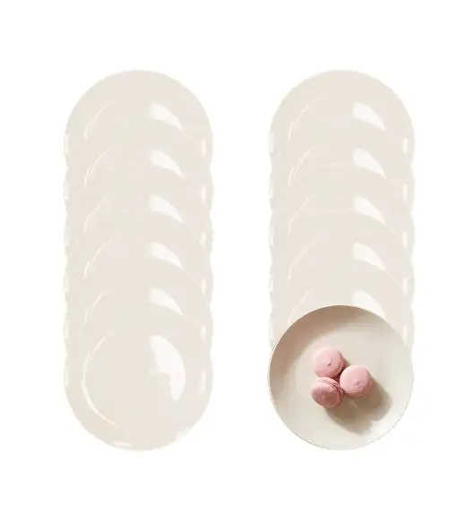 KAIA HOME AURA Talerz deserowy 17,5 cm / 12 sztuk ceramika ecru