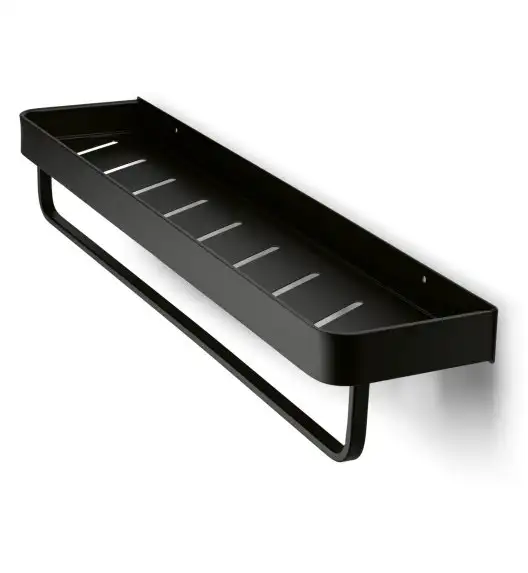 KONIGHOFFER Półka ścienna do łazienki z wieszakiem na ręczniki 61x12,5x10 cm / czarna