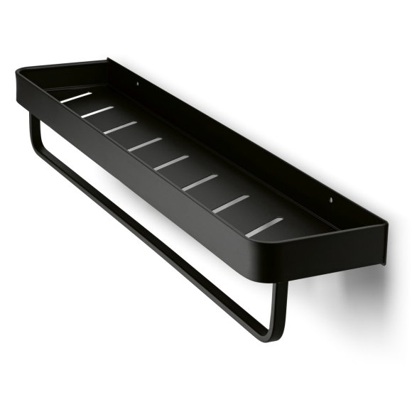 KONIGHOFFER Półka ścienna do łazienki z wieszakiem na ręczniki 61x12,5x10 cm / czarna