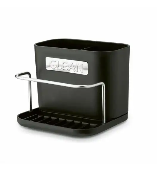 TADAR CLEAN OCIEKACZ NA SZTUĆCE CZARNY 2 KOMORY Z PODSTAWKĄ 13,5x12x10,8 CM