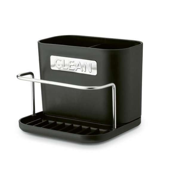 TADAR CLEAN OCIEKACZ NA SZTUĆCE CZARNY 2 KOMORY Z PODSTAWKĄ 13,5x12x10,8 CM