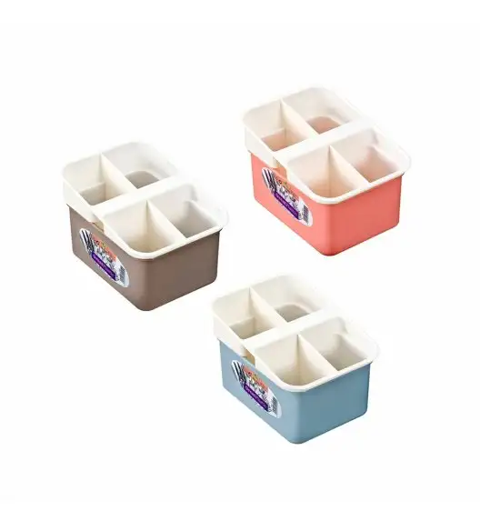 TADAR | GREAT PLASTIC POJEMNIK NA SZTUĆCE/OCIEKACZ PROSTOKĄT. 18,5x14x12CM.MIX KOLORÓW