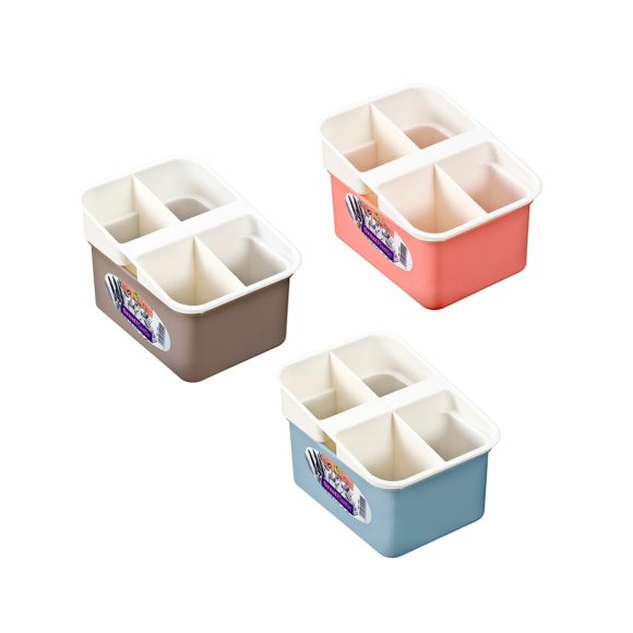 TADAR | GREAT PLASTIC POJEMNIK NA SZTUĆCE/OCIEKACZ PROSTOKĄT. 18,5x14x12CM.MIX KOLORÓW